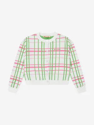 Girls Jacquard Check Knitted Cardigan in Multicolour