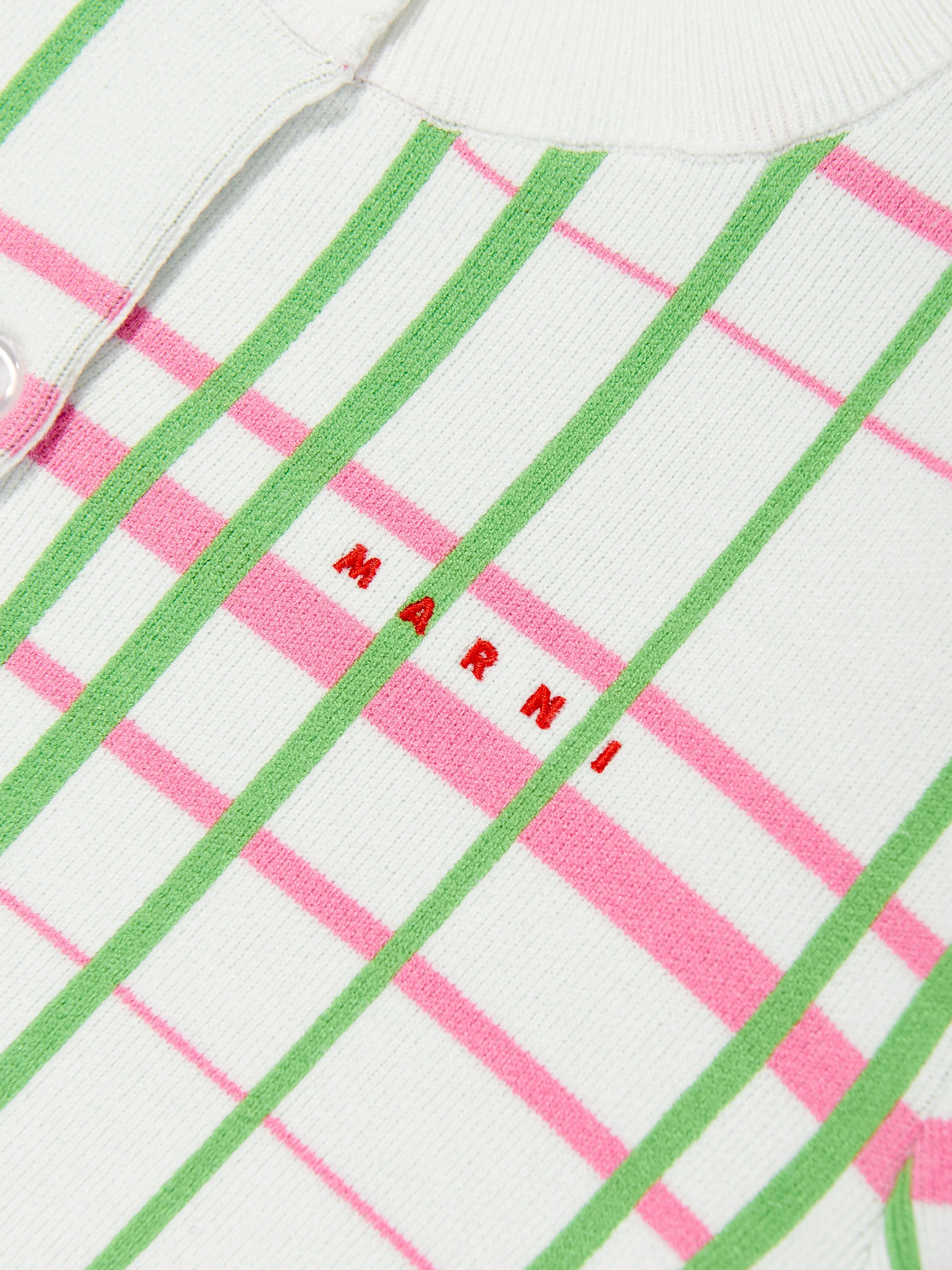 Girls Jacquard Check Knitted Cardigan in Multicolour