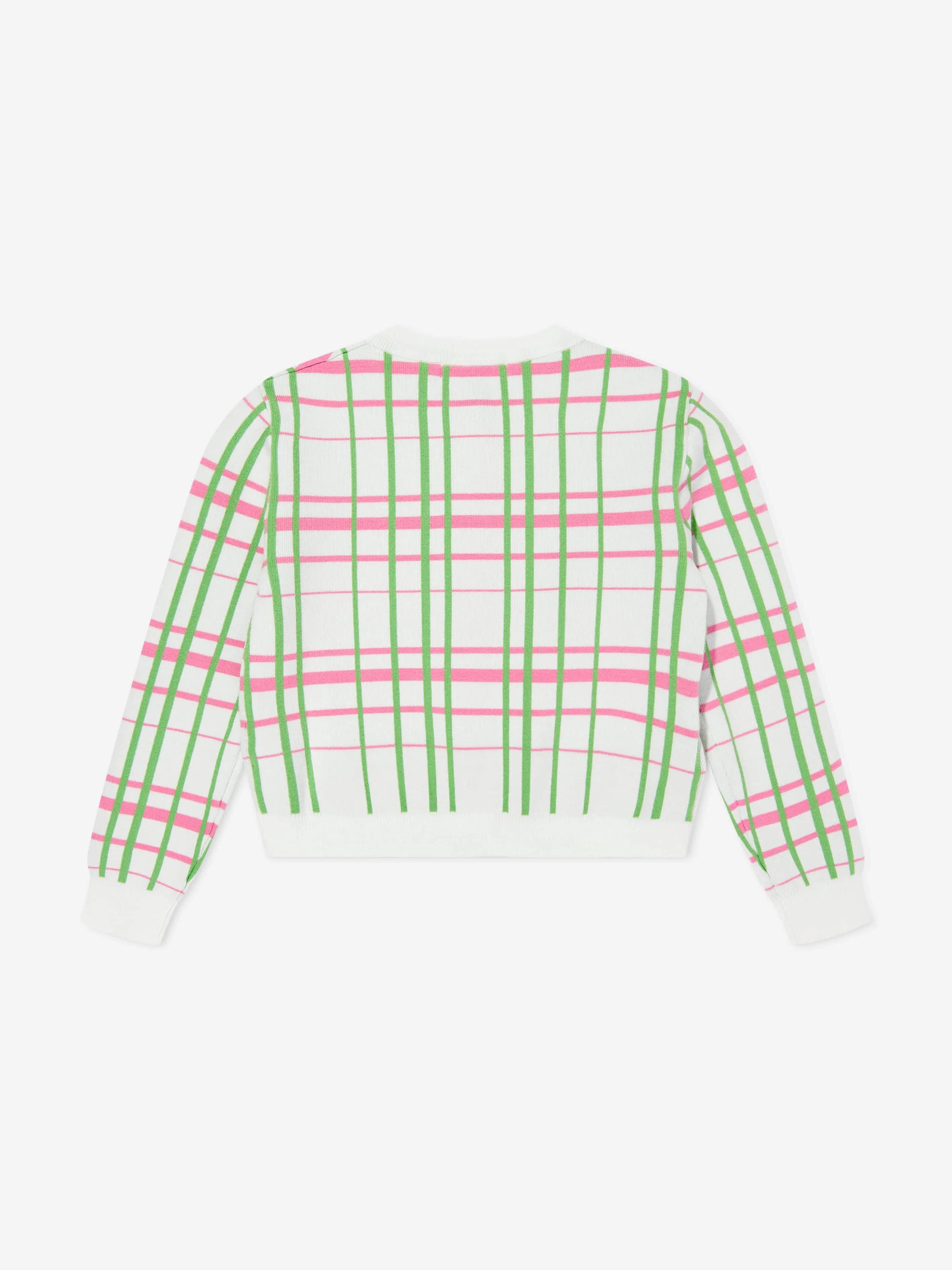 Girls Jacquard Check Knitted Cardigan in Multicolour