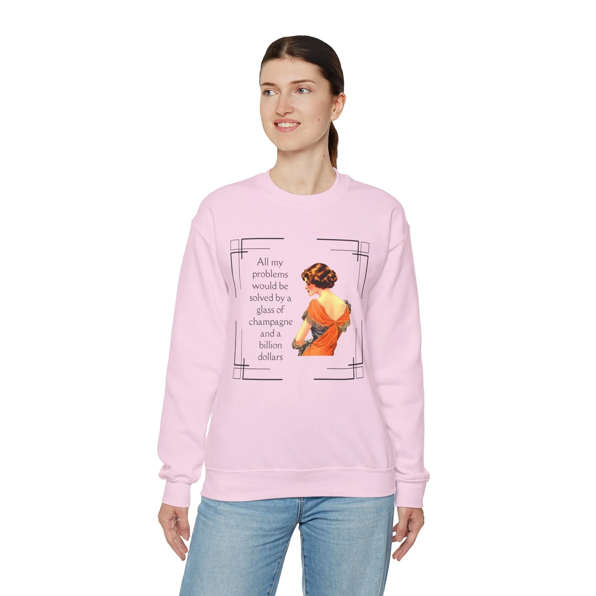 Glass of Champagne and a Billion Dollars Unisex Heavy Blend™ Crewneck Sweatshirt