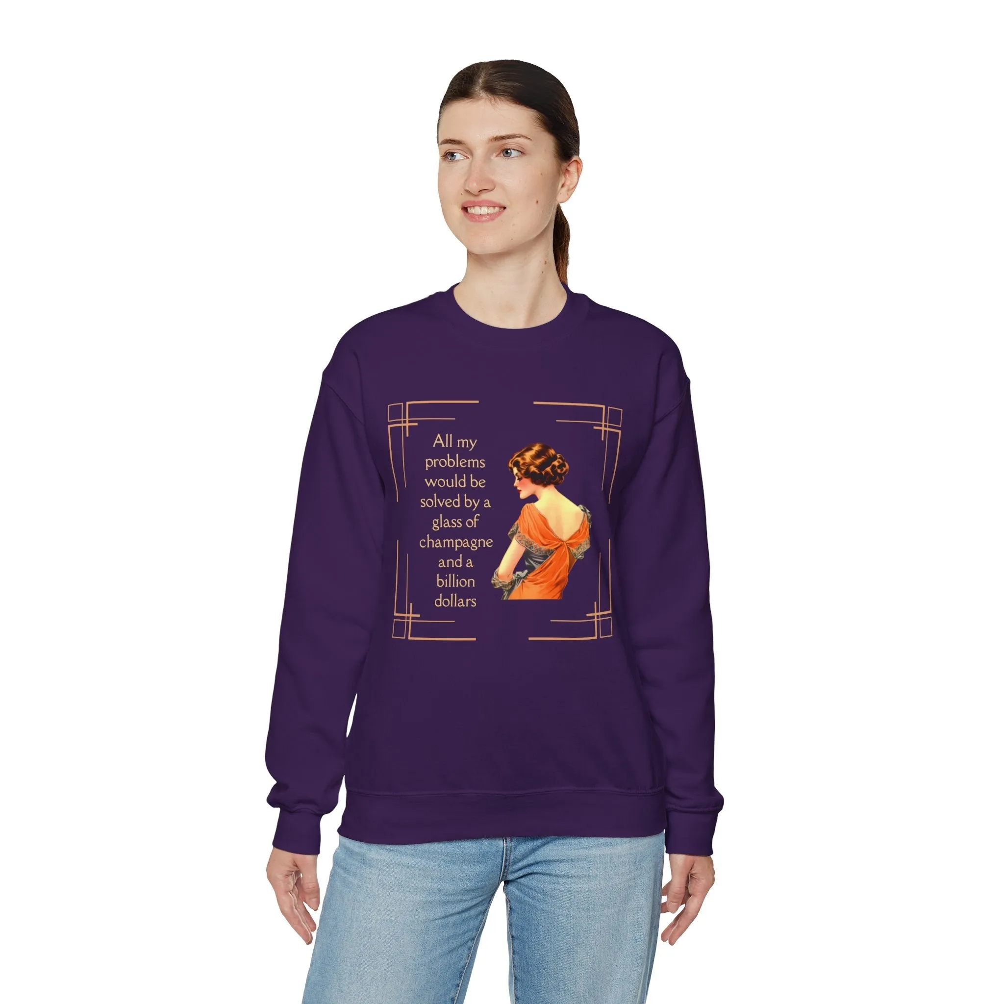 Glass of Champagne and a Billion Dollars Unisex Heavy Blend™ Crewneck Sweatshirt