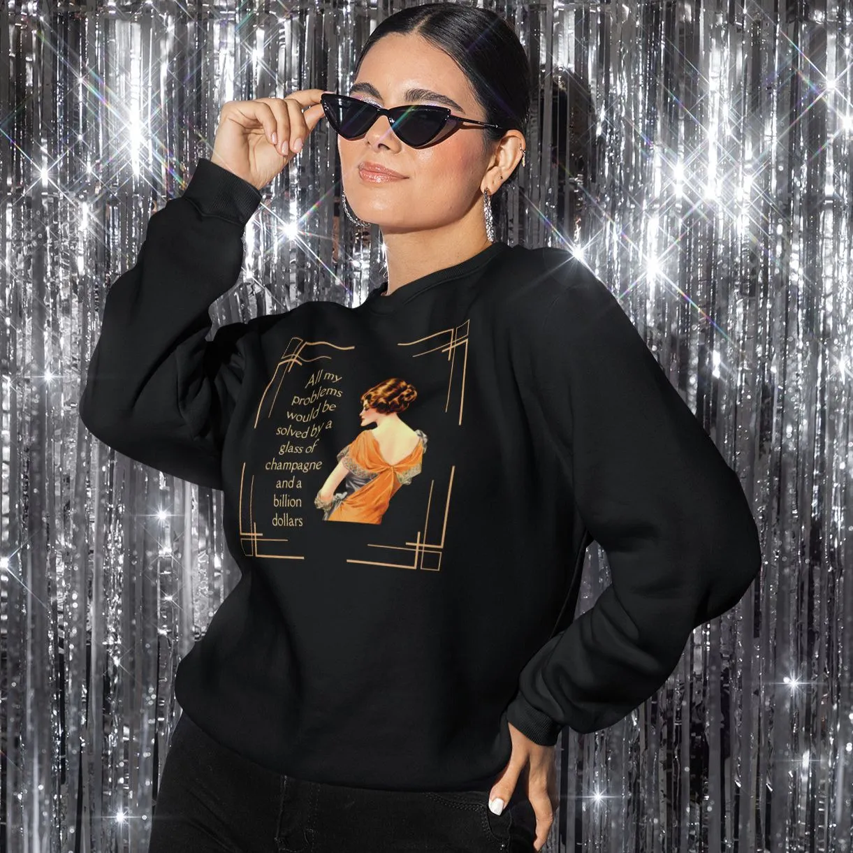 Glass of Champagne and a Billion Dollars Unisex Heavy Blend™ Crewneck Sweatshirt