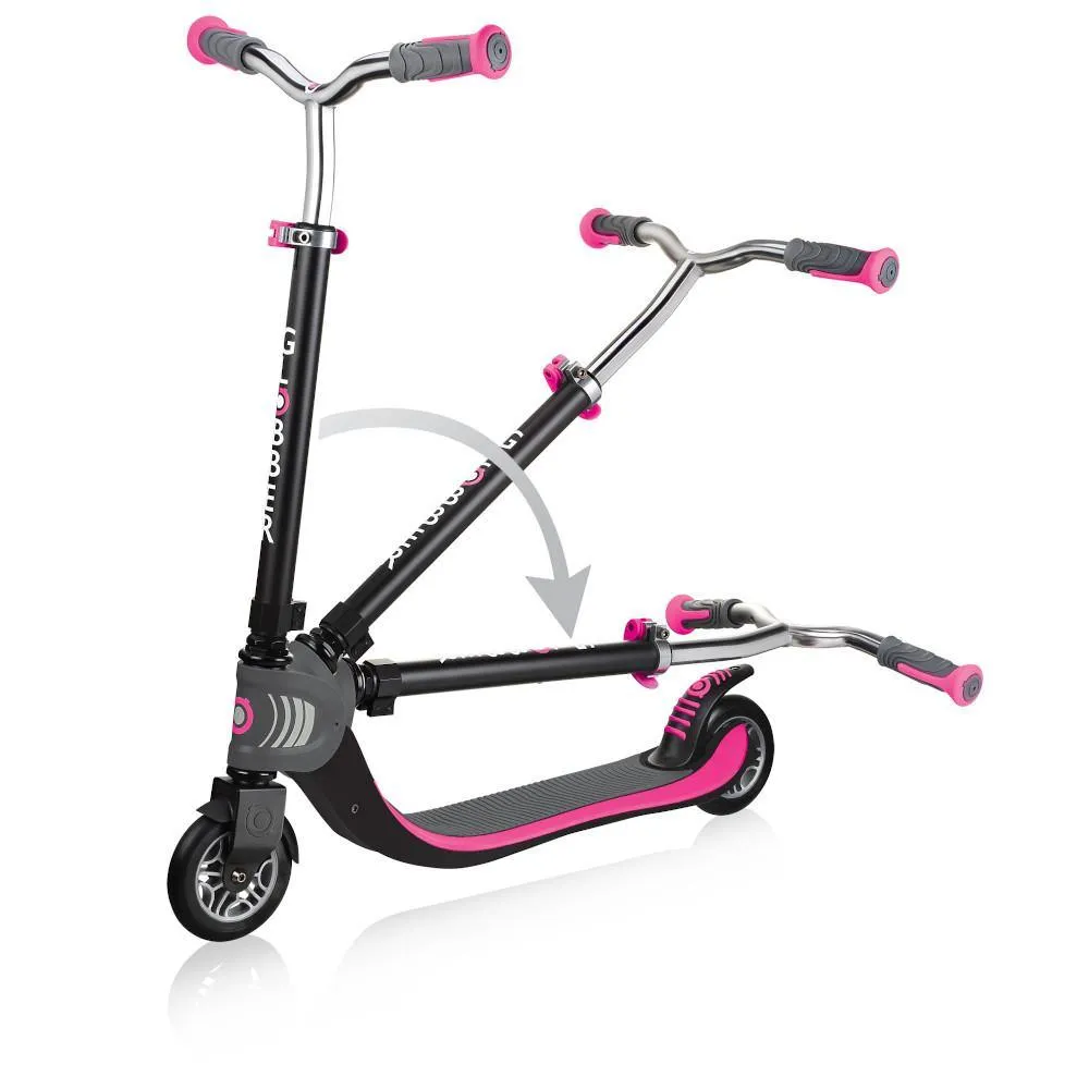 Globber Flow 125 Foldable 2-Wheels Kick Scooter – Black/Pink