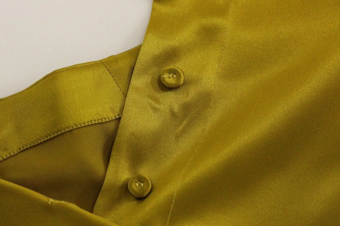 Gold Silk High Waist Stretch Shorts