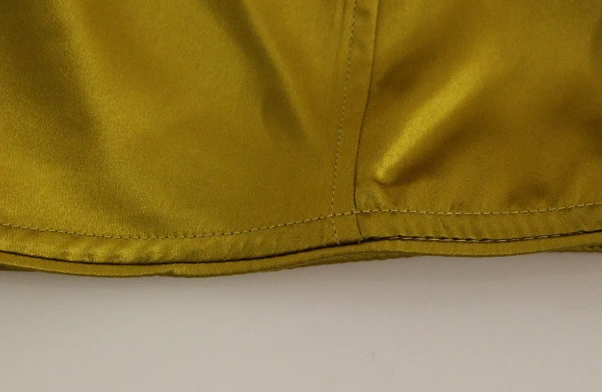 Gold Silk High Waist Stretch Shorts