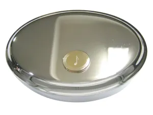 Gold Toned Oval Etched Single Quaver Musical Note Oval Trinket Jewelry Box
