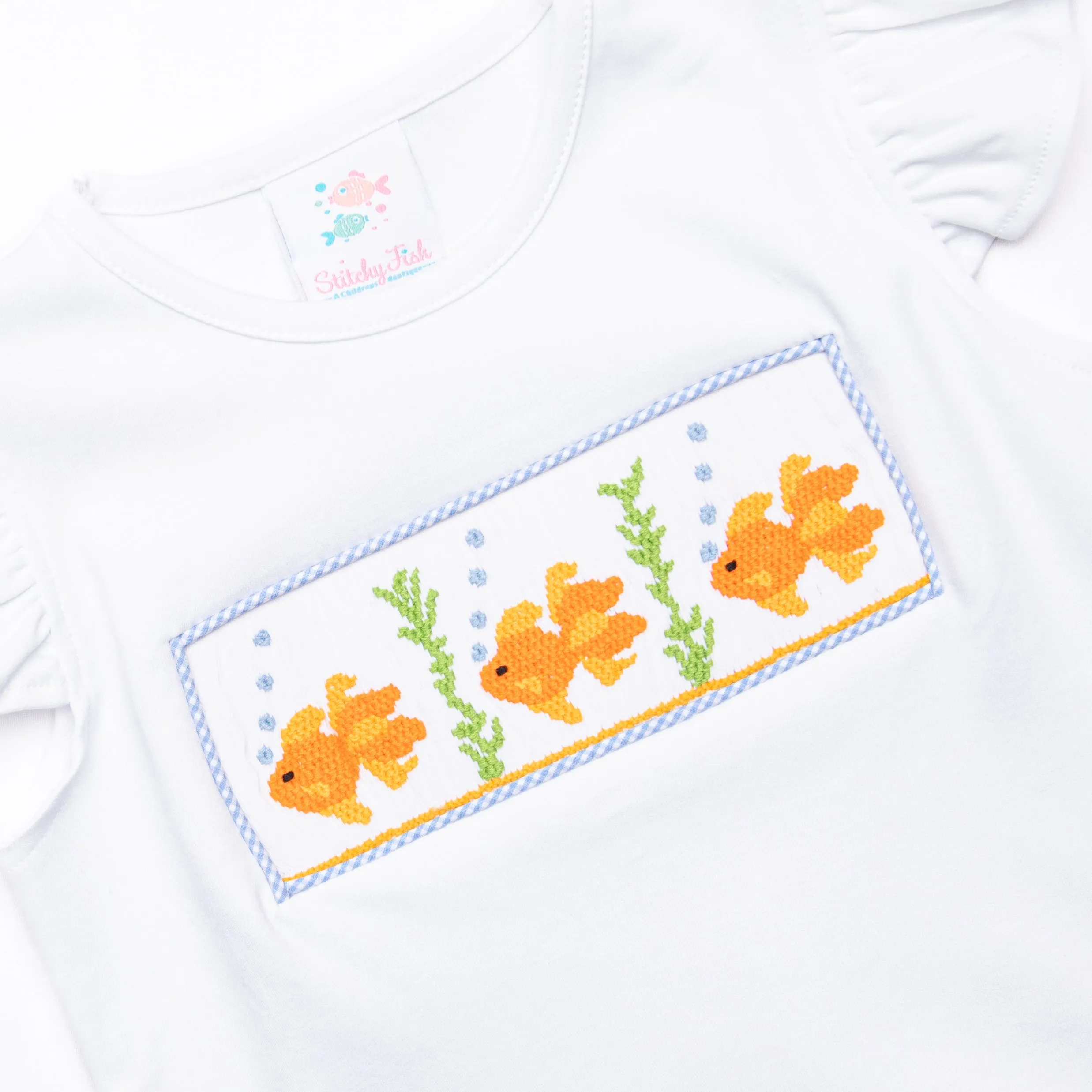 Goldfish Gal Smocked Ruffle Short Set, Blue