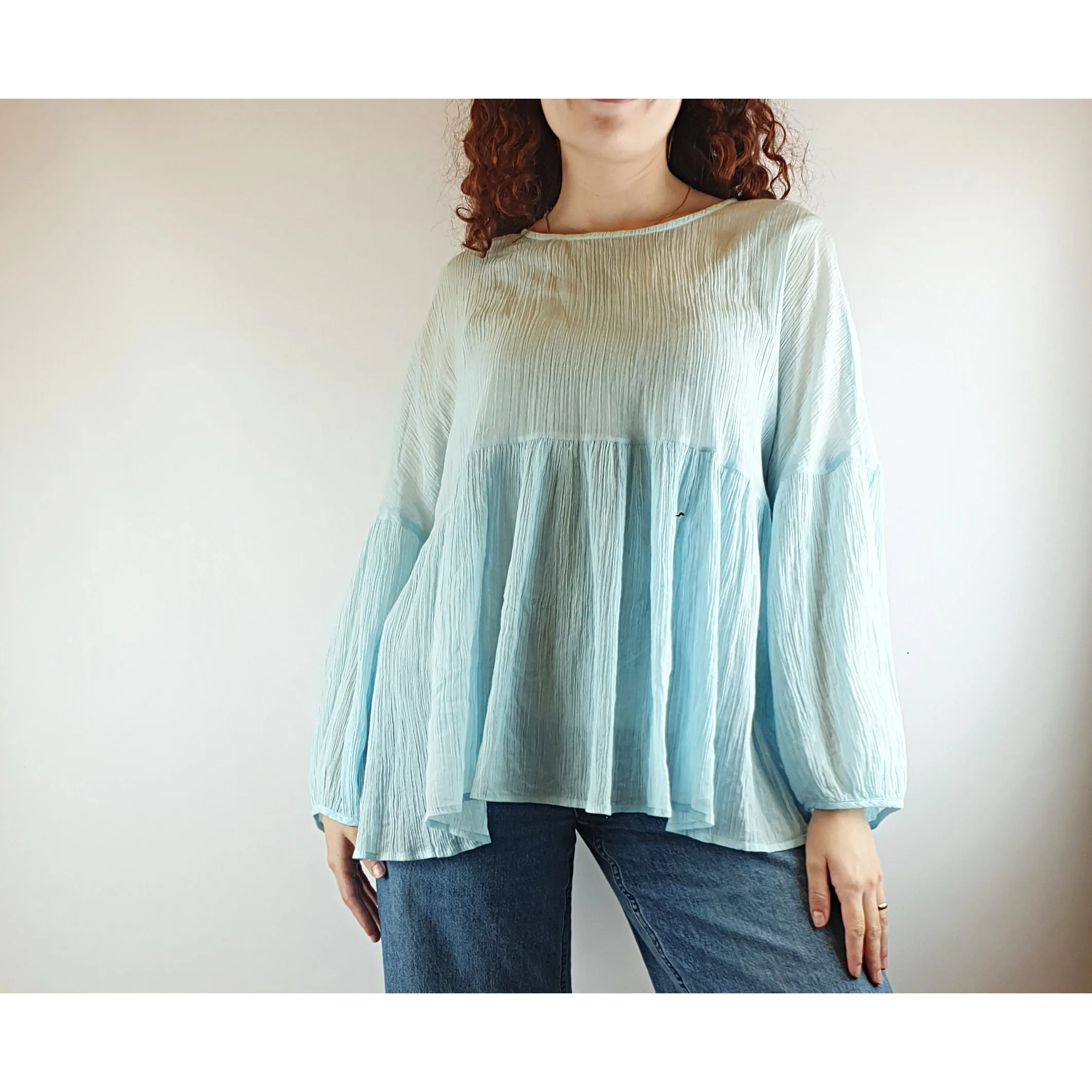 Gorman blue cotton oversize long sleeve top size 10