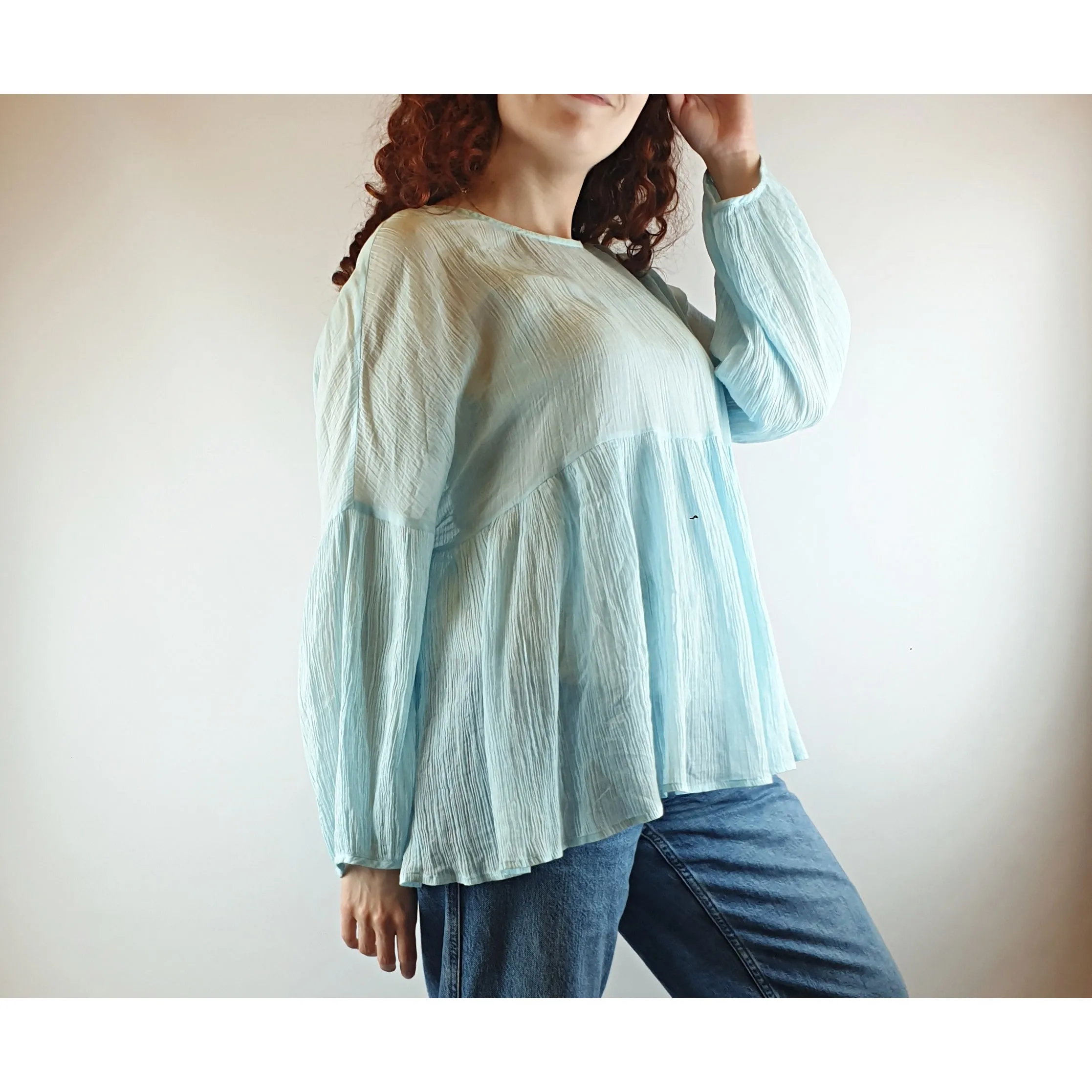 Gorman blue cotton oversize long sleeve top size 10