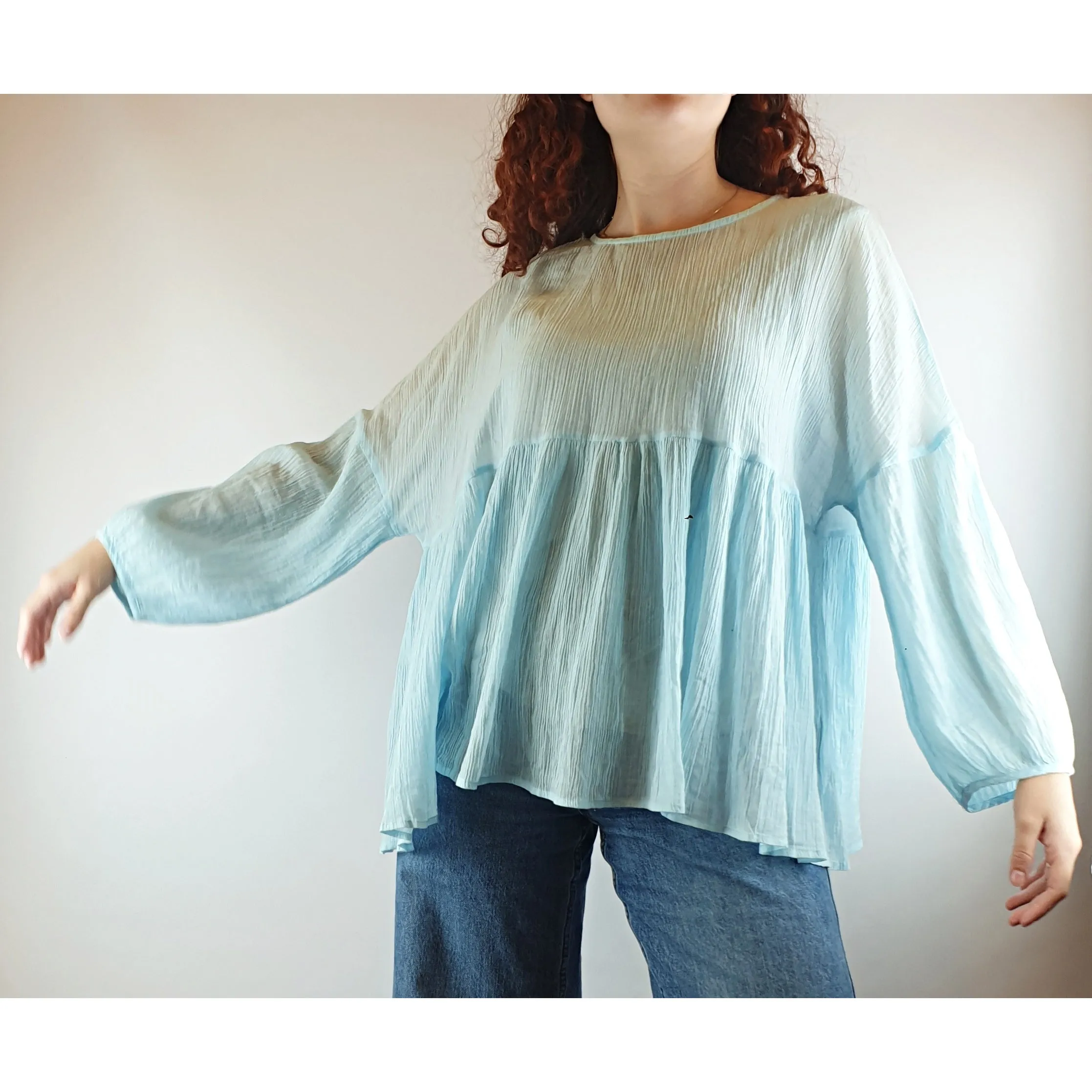 Gorman blue cotton oversize long sleeve top size 10