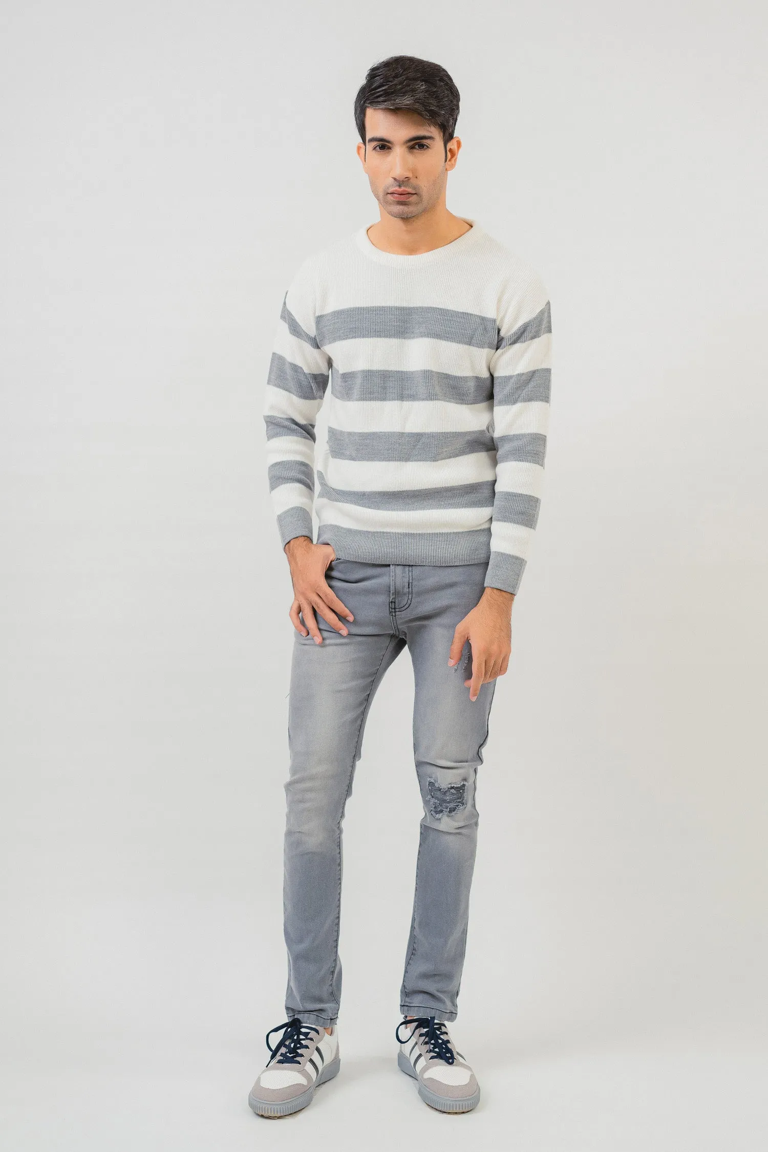Grey Stripe Sweater