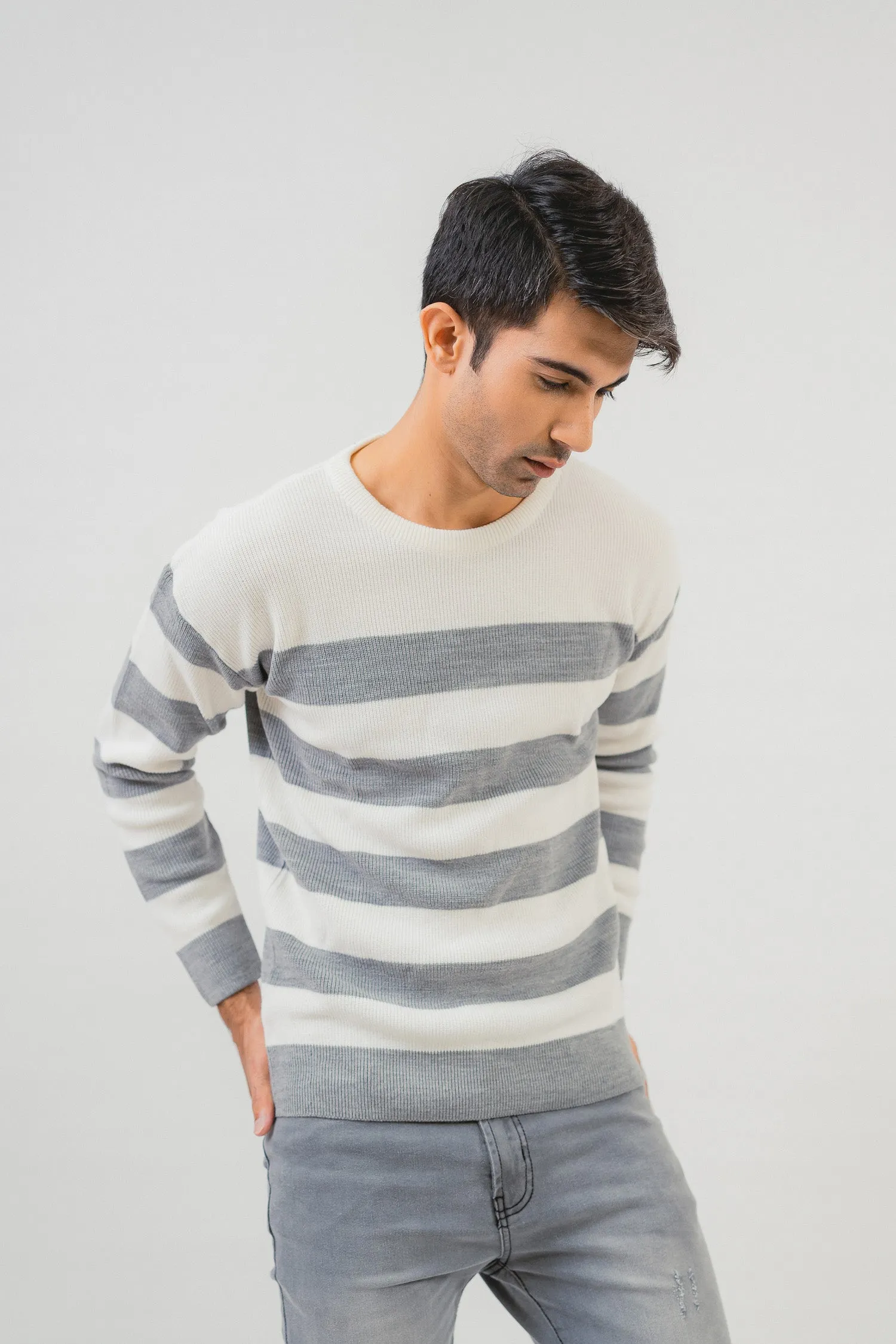 Grey Stripe Sweater