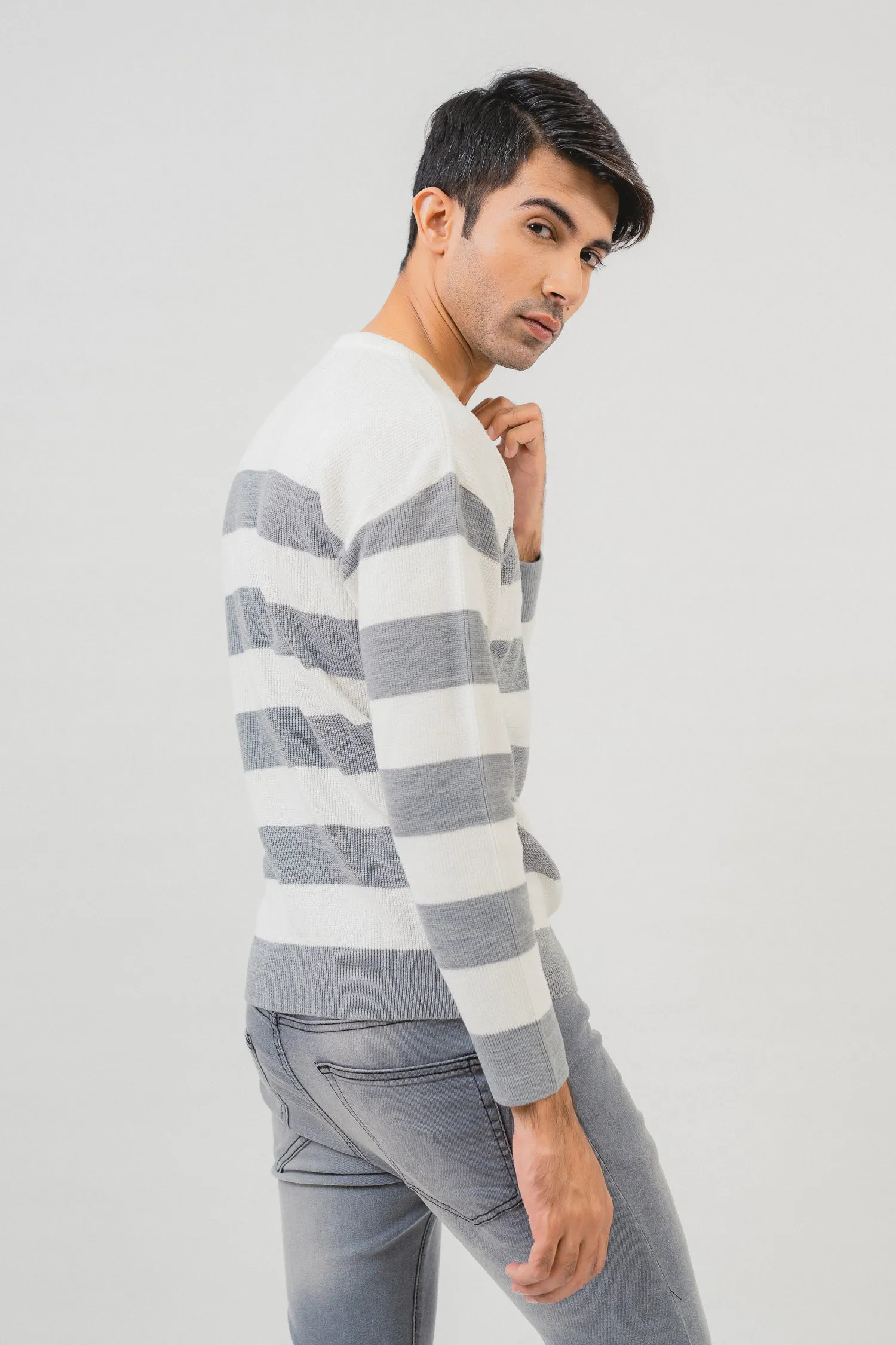 Grey Stripe Sweater