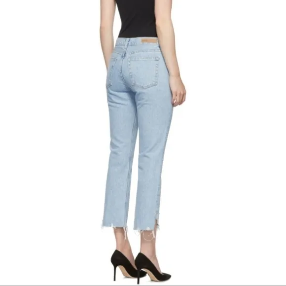 Grlfrnd Jeans Tatum High Rise Straight Step Fray Size 28