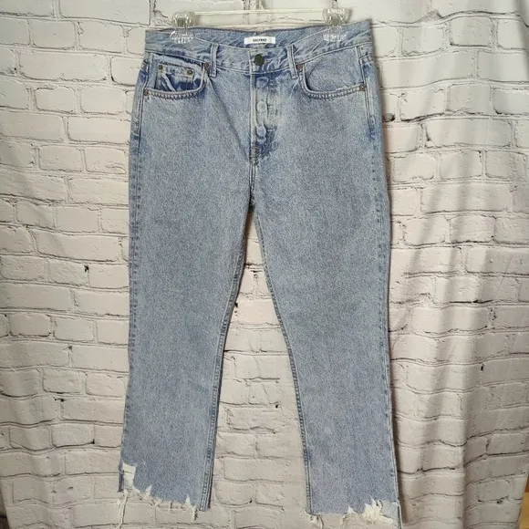 Grlfrnd Jeans Tatum High Rise Straight Step Fray Size 28