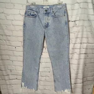 Grlfrnd Jeans Tatum High Rise Straight Step Fray Size 28