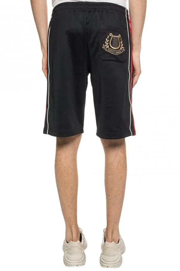 Gucci Side Stripe Track Shorts with Lyre in Black