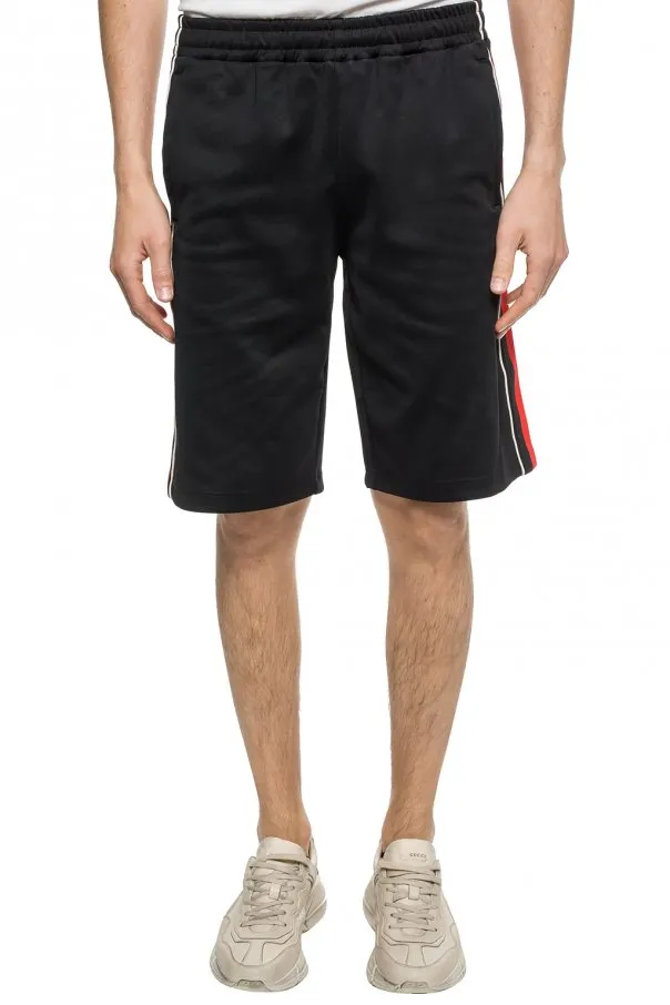 Gucci Side Stripe Track Shorts with Lyre in Black