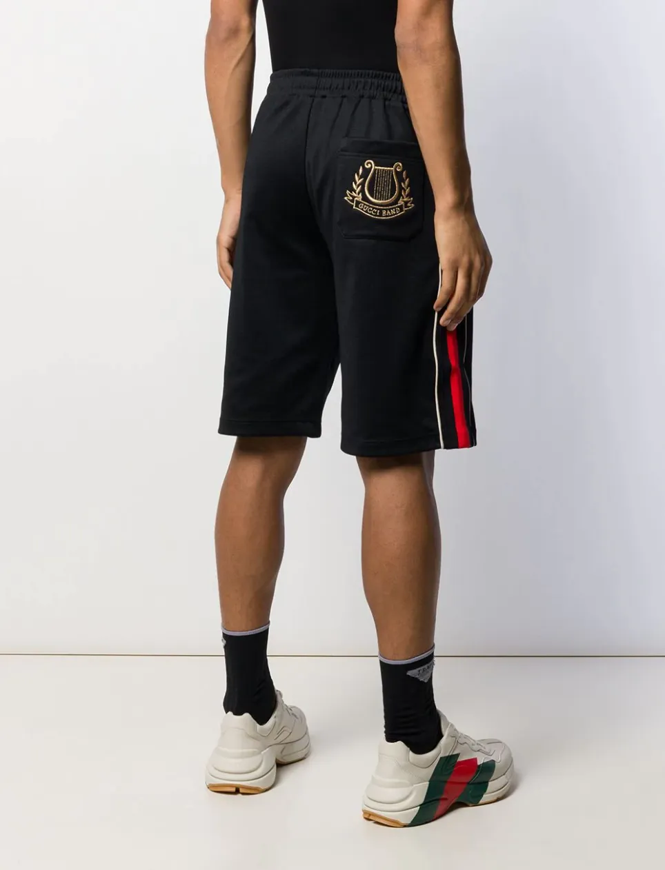 Gucci Side Stripe Track Shorts with Lyre in Black