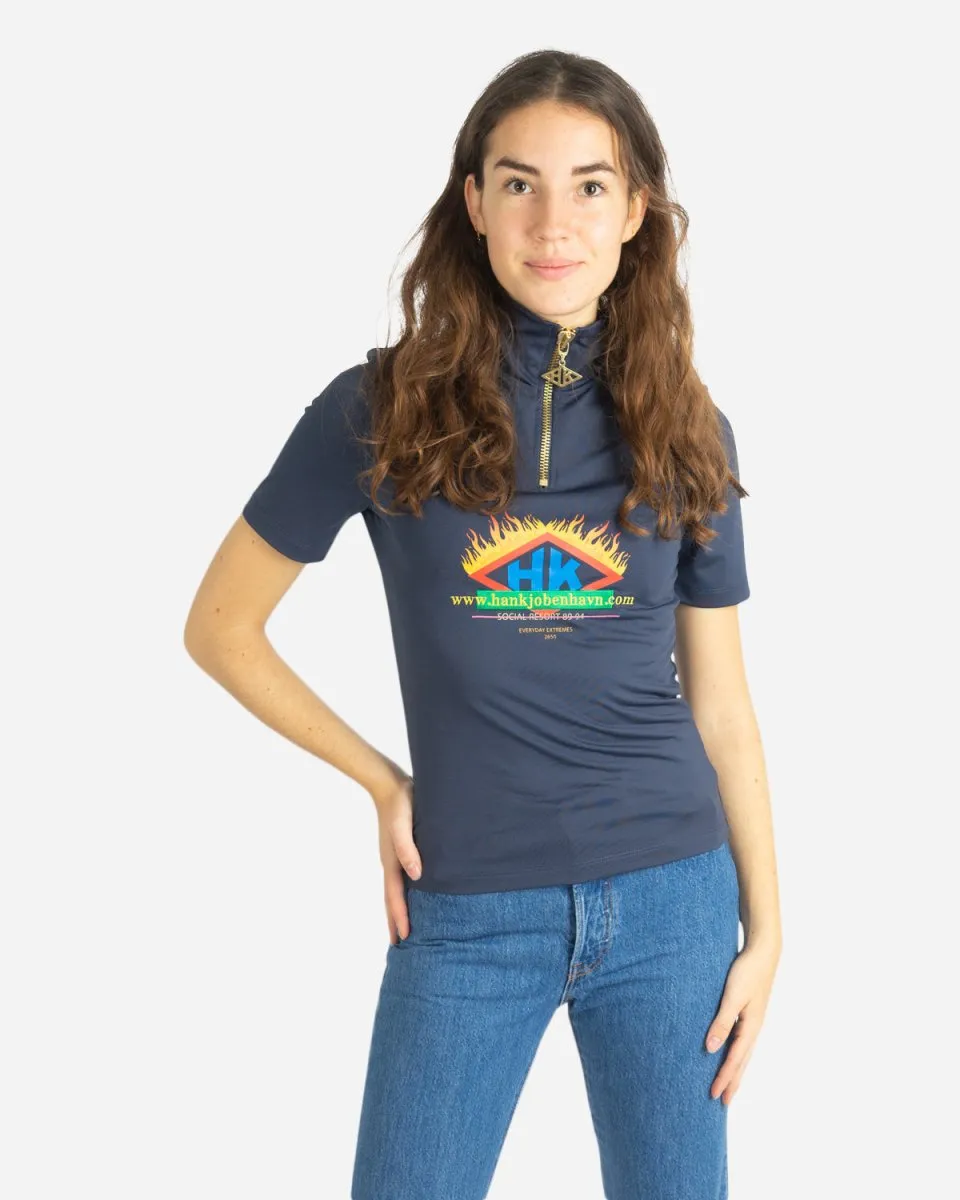 Half Zip Short Sleeve - Navy Sport