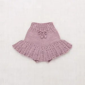 Hand Knit Pima Cotton Eyelet Popcorn Skating Skirt - Plum Petal