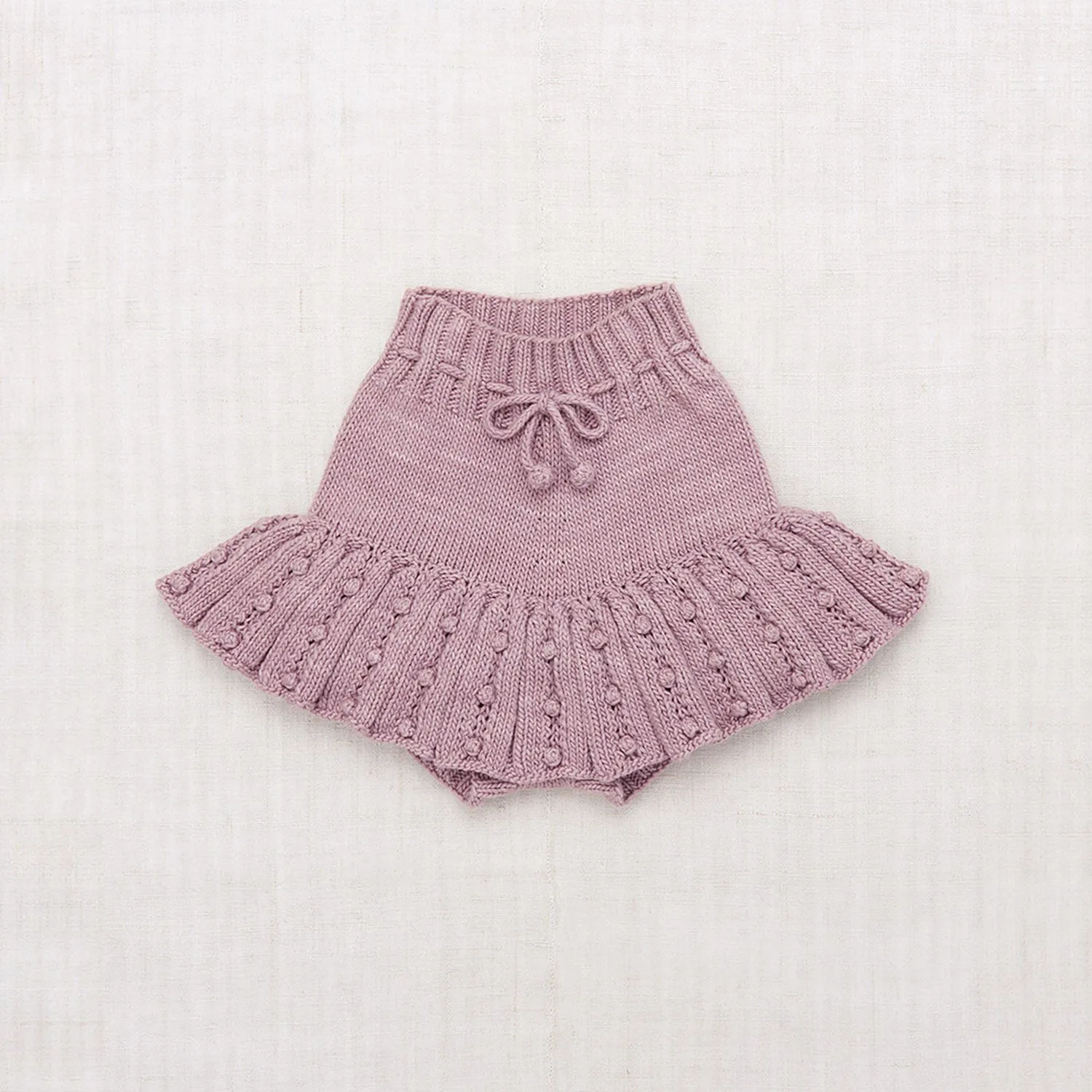 Hand Knit Pima Cotton Eyelet Popcorn Skating Skirt - Plum Petal