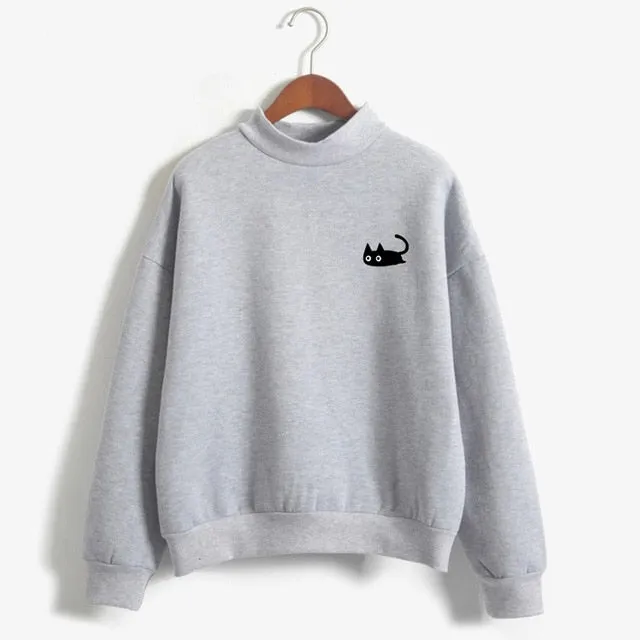 Harajuku Kawaii Black Cat Sweatshirts