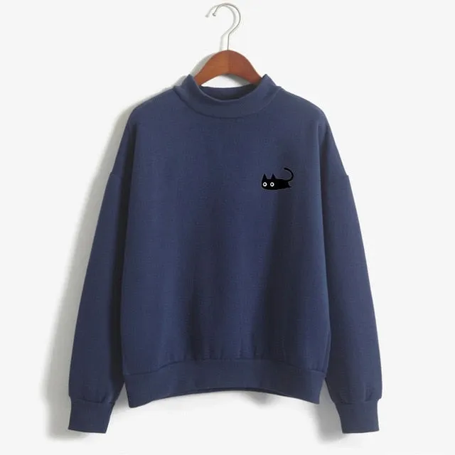 Harajuku Kawaii Black Cat Sweatshirts