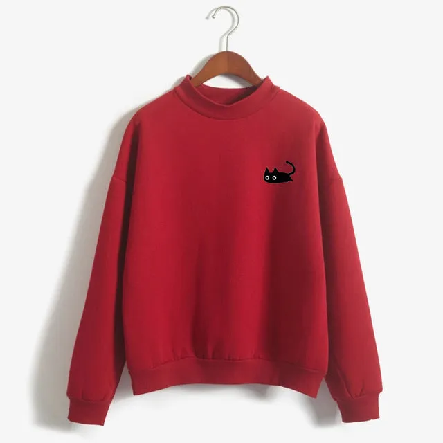 Harajuku Kawaii Black Cat Sweatshirts
