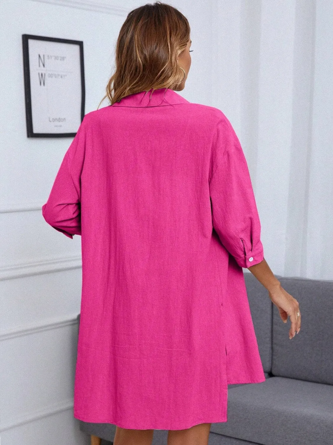 Hazel Blues® |  Dropped Shoulder Button Up Shirt and Shorts Set