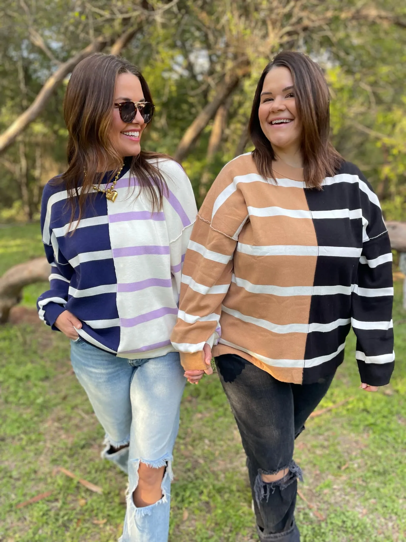 Hazel Blues® |  PREORDER: Exceptional Thought Striped Patchwork Sweater in Three Colors