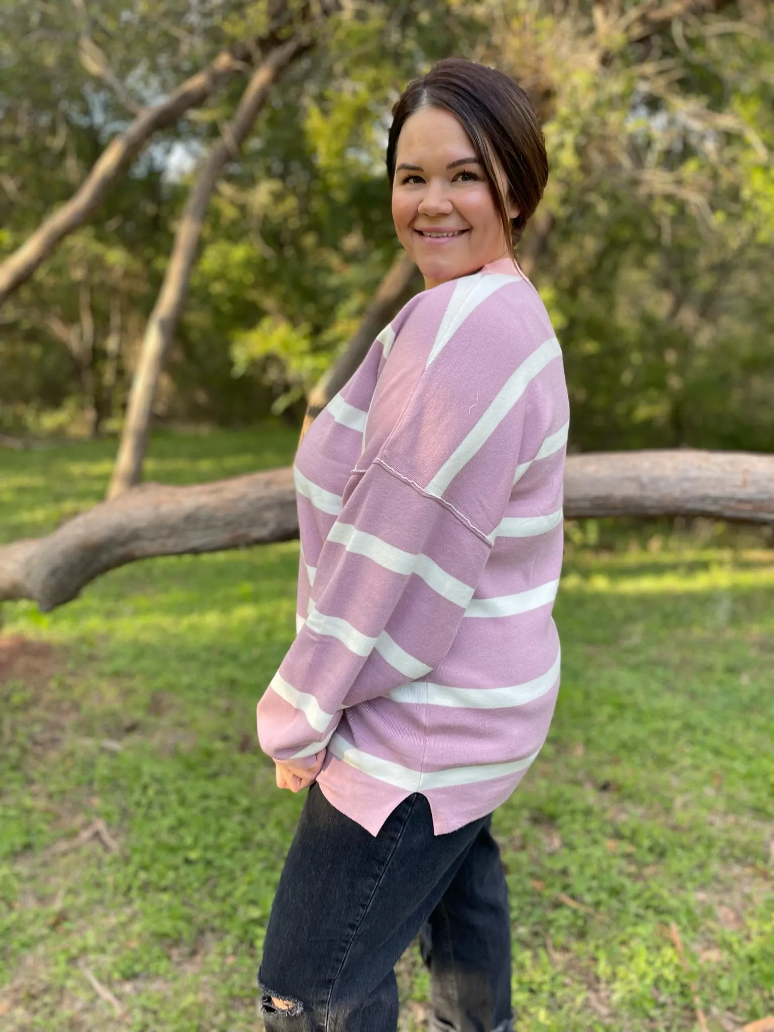 Hazel Blues® |  PREORDER: Exceptional Thought Striped Patchwork Sweater in Three Colors