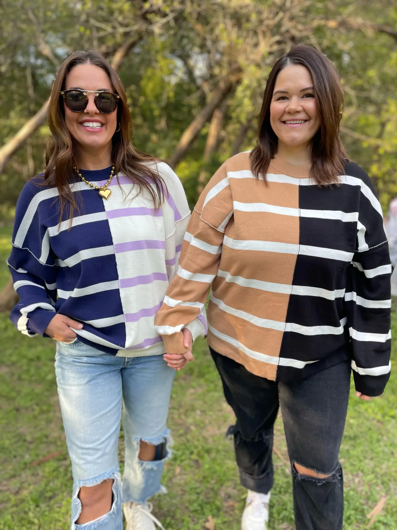 Hazel Blues® |  PREORDER: Exceptional Thought Striped Patchwork Sweater in Three Colors