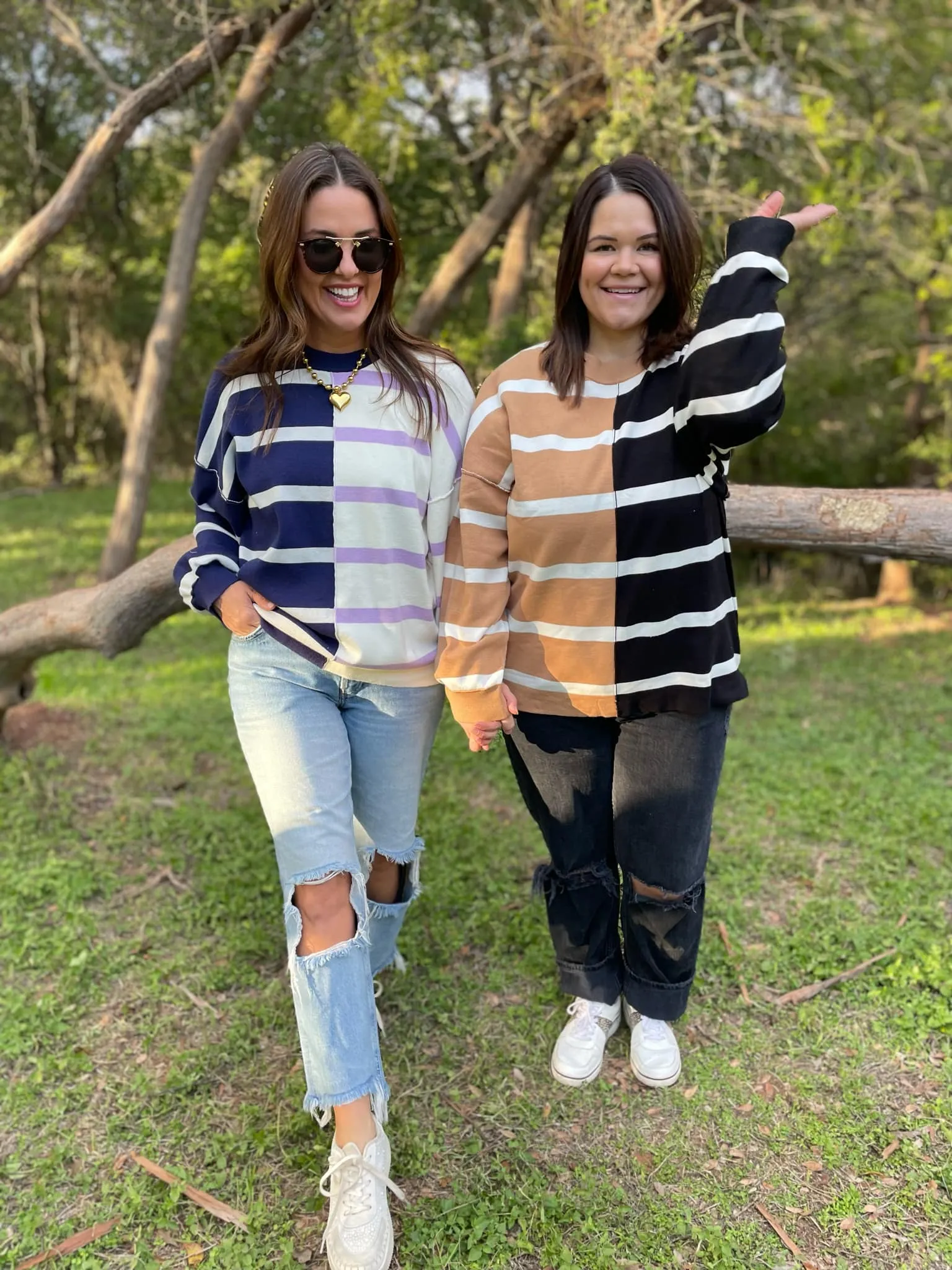 Hazel Blues® |  PREORDER: Exceptional Thought Striped Patchwork Sweater in Three Colors