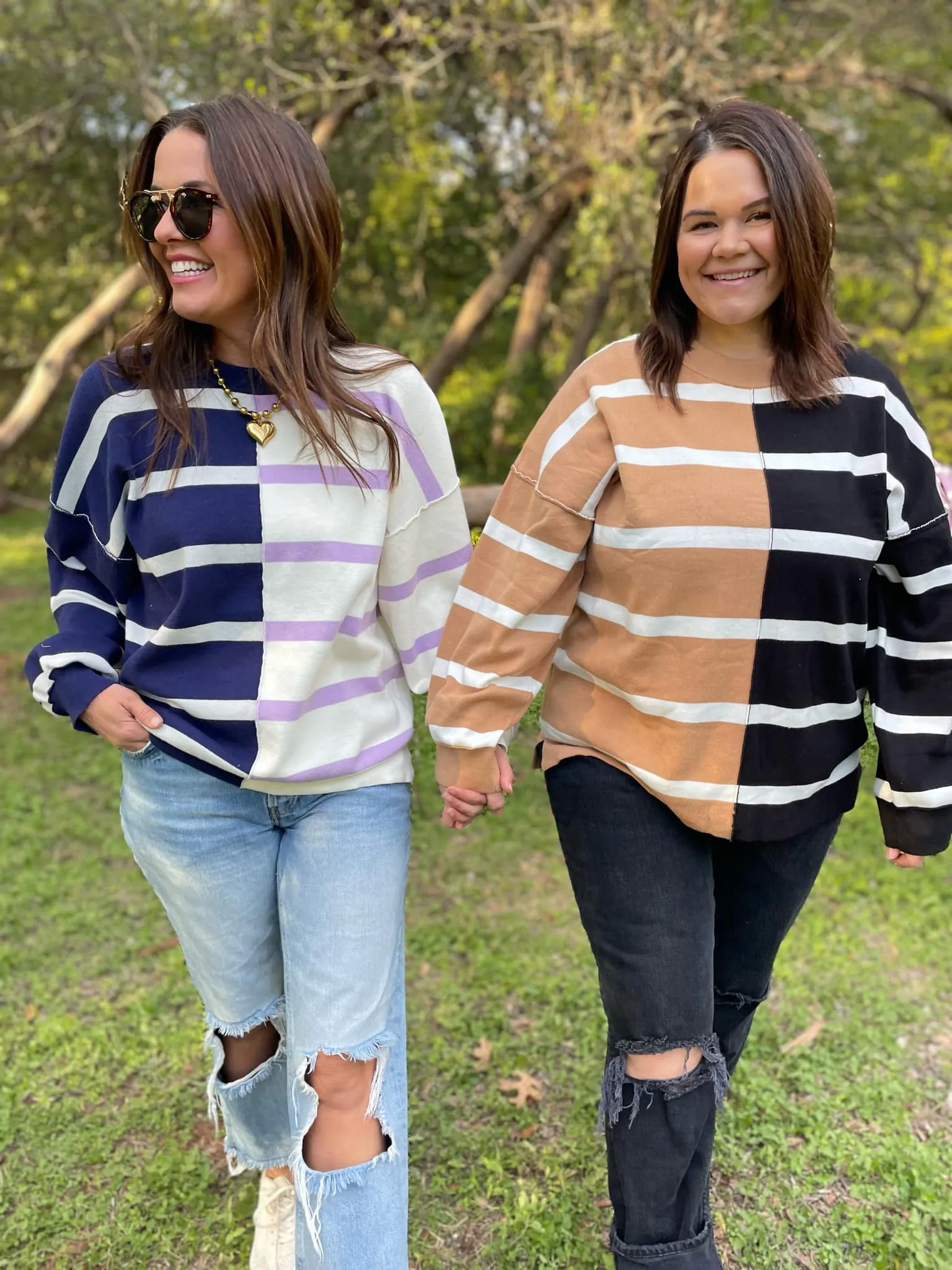 Hazel Blues® |  PREORDER: Exceptional Thought Striped Patchwork Sweater in Three Colors