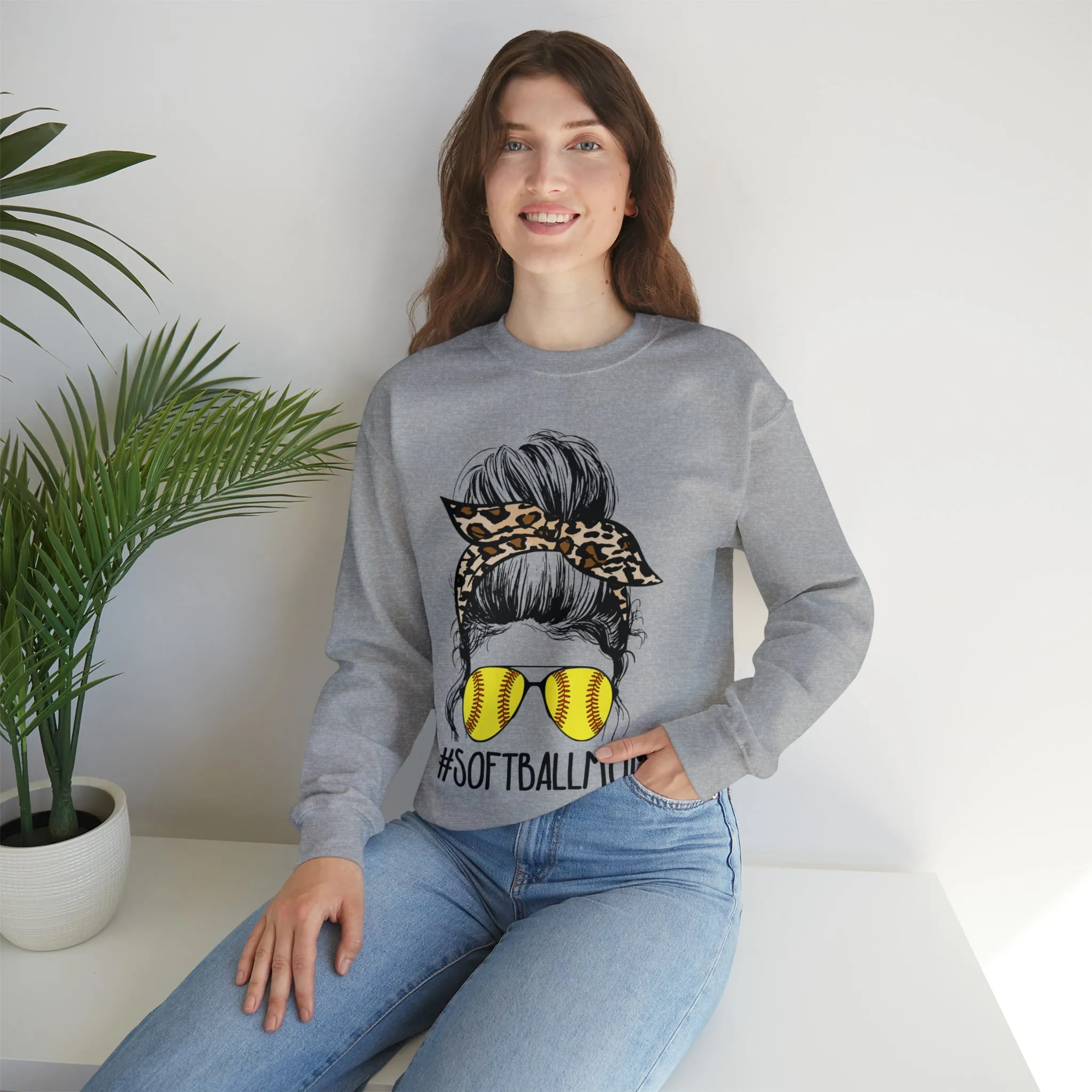 Hazel Blues® |  Softball Mom Leopard Graphic Sweatshirt