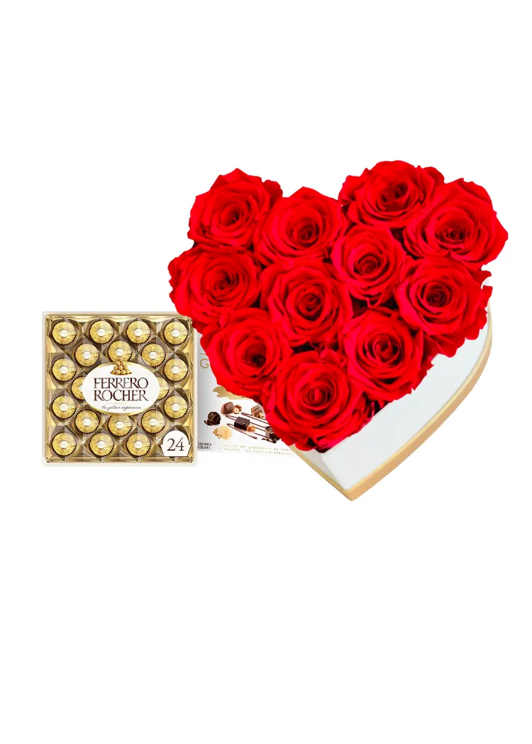 Heart Shaped Box with Red Roses