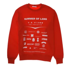 HELUT LANG BADGE CREWNECK FIERY RED