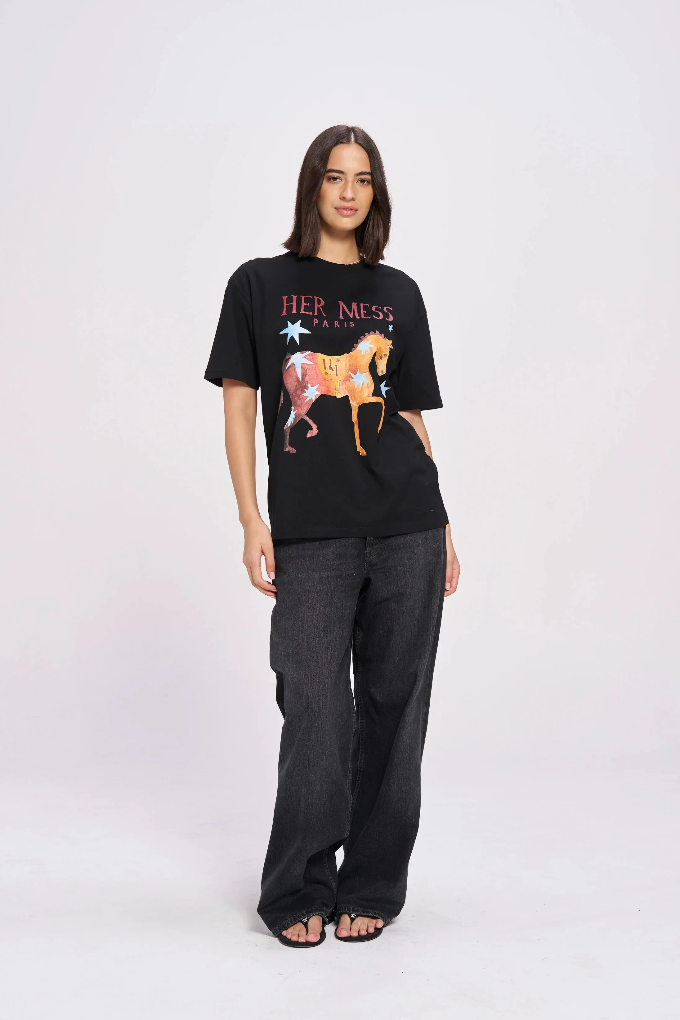 Her Mess Oversize Tee | Black Beauty