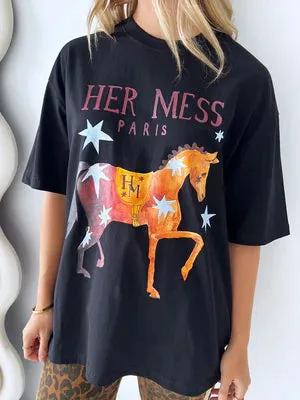 Her Mess Oversize Tee | Black Beauty