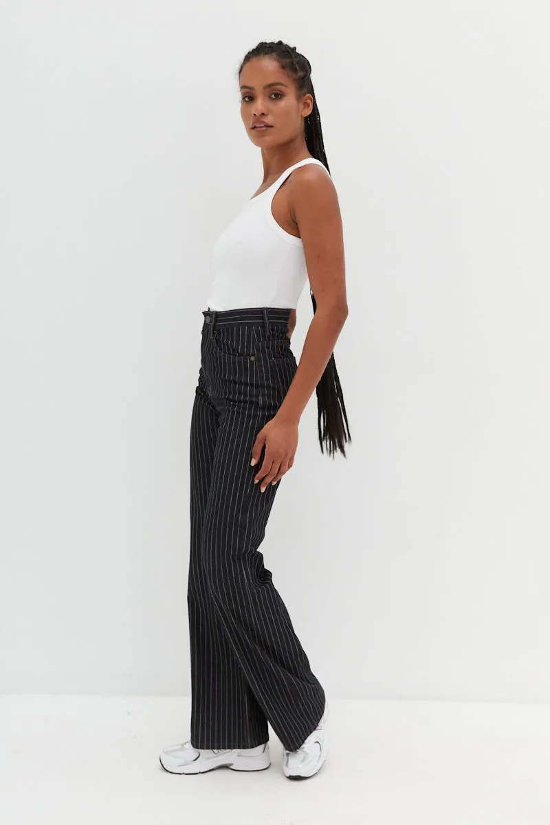 High Waist Flare Leg Jeans - Iggy Stripe