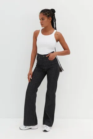 High Waist Flare Leg Jeans - Iggy Stripe