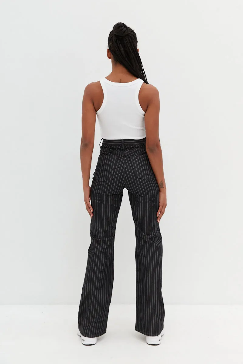 High Waist Flare Leg Jeans - Iggy Stripe