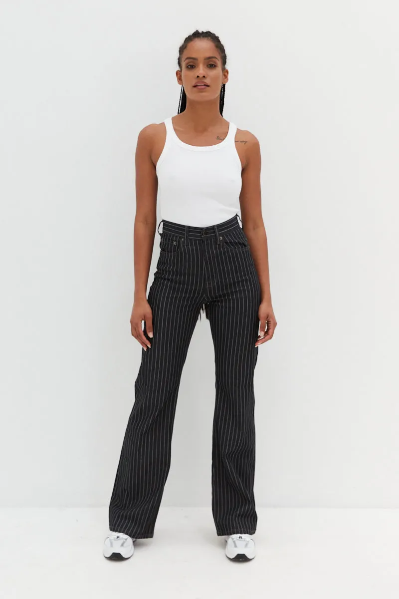High Waist Flare Leg Jeans - Iggy Stripe