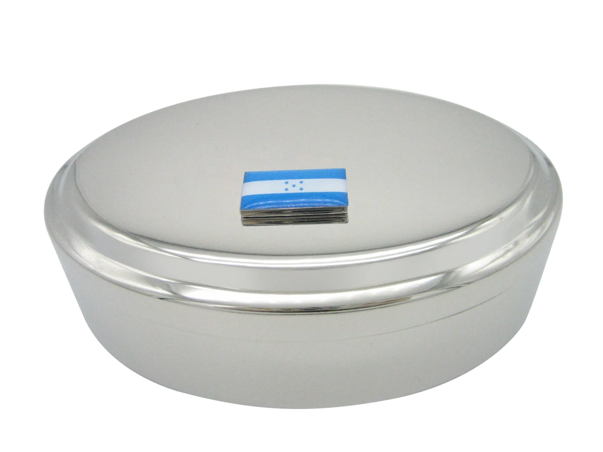 Honduras Flag Pendant Oval Trinket Jewelry Box