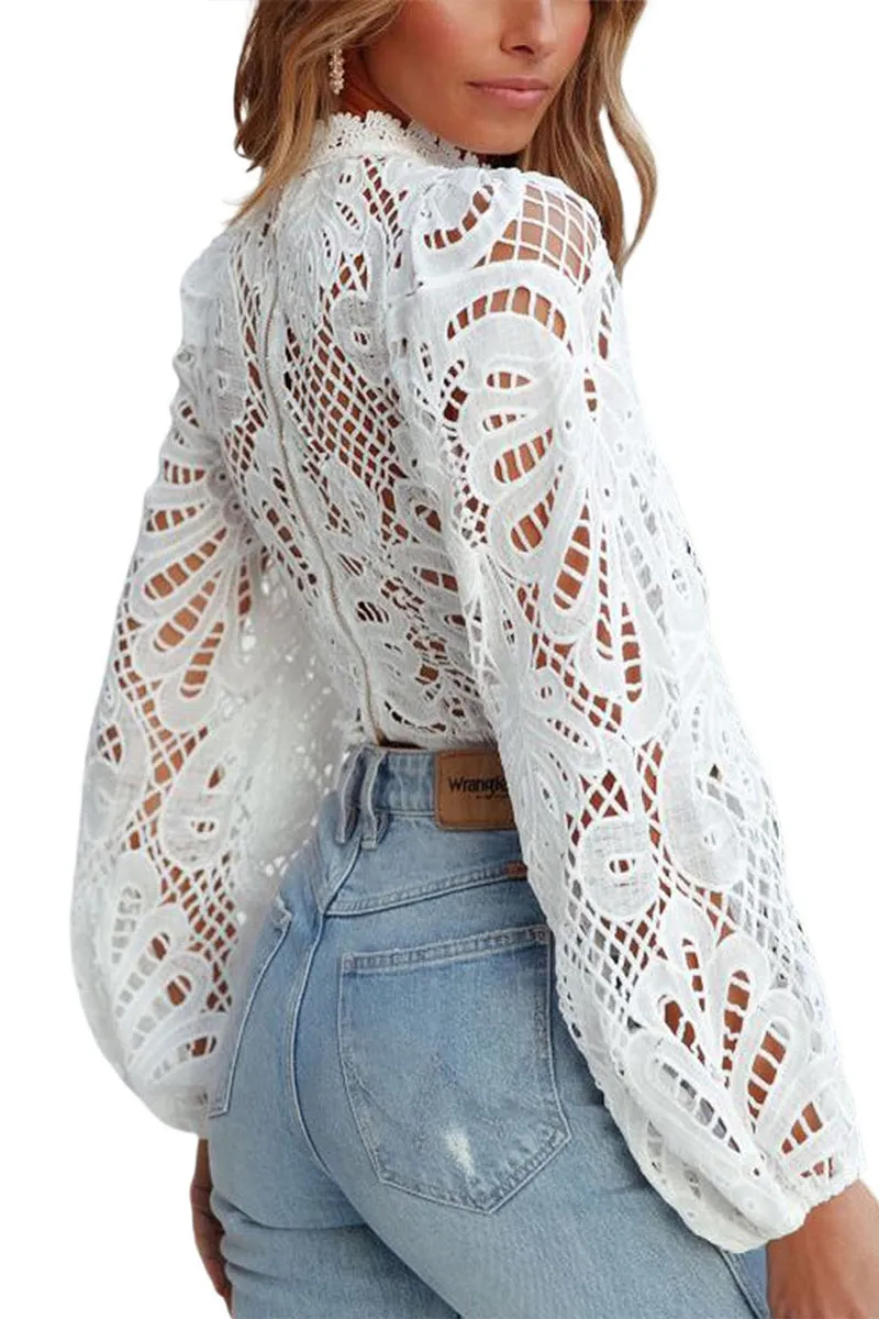 HTS1081 Lace High-Neck Blouse