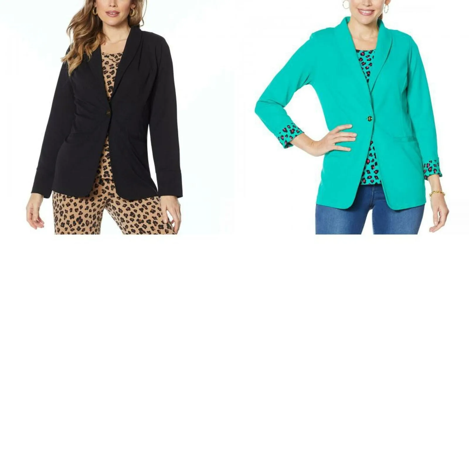 IMAN Women's Global Chic Luxury Resort Blazer With Printed Cuffs