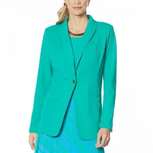 IMAN Women's Global Chic Luxury Resort Blazer With Printed Cuffs