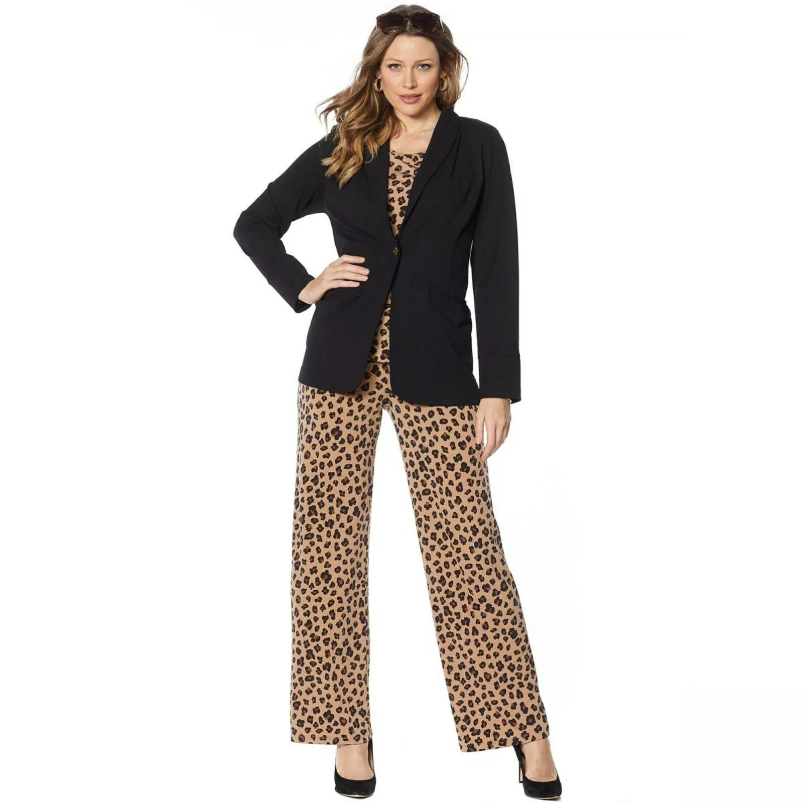 IMAN Women's Global Chic Luxury Resort Blazer With Printed Cuffs