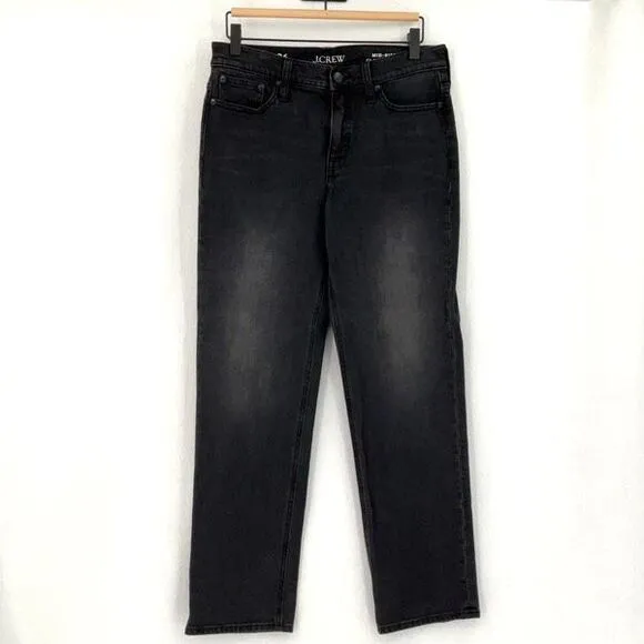 J. Crew Black Denim Mid Rise 90s Classic Straight Jeans Size 26